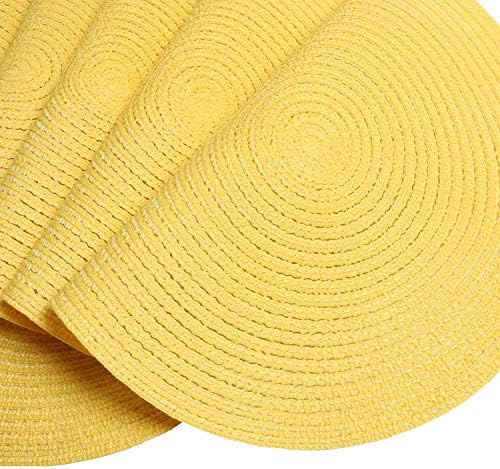 SHACOS Round Braided Placemats Set of 6 Kitchen Place Mats 15 inch Round Table Mats for Dining Tables Washable (Yellow, 6) - Image 5