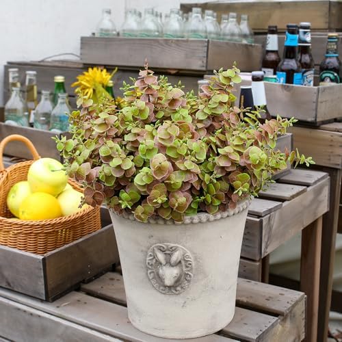 alyptus Artificial Fall Leaves Plant – 8PCS Outdoor Fake Greenery Boxwood Shrubs UV Resistant Fake Plants for Porch, Patio, Thanksgiving or Autumn Home Decor - Fall Leaves - Image 3