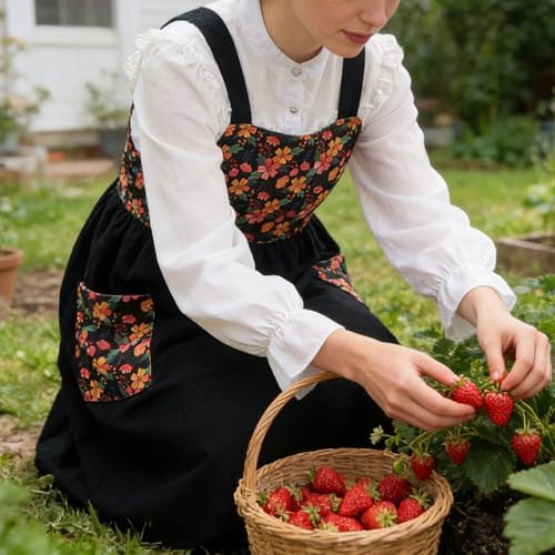 Cotton Linen Apron Cross Back Apron for Women with Pockets Pinafore Dress - Image 6