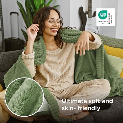 Bedsure Soft Twin Blanket for Bed Decor Gifts Reseda Green 60"x80" - Image 4