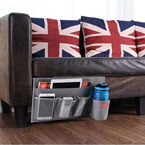 Zafit 5 Pockets Bedside Caddy, Bedside Storage Organizer for Water Bottles, Magazines, Phone, Glasses (5 Pockets-Grey) - Image 7