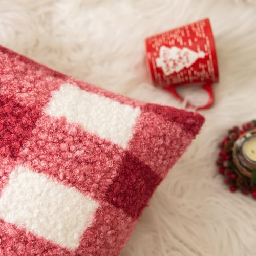 AQOTHES Red Black Plaid Christmas Throw Pillow Covers 24x24 Inch Set of 2 - Image 6