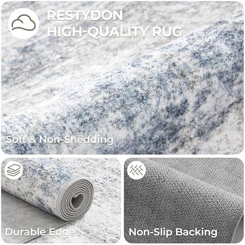 2x8 Runner Rug Non Slip,Washable Hallway Runner Rug,Blue - Image 7