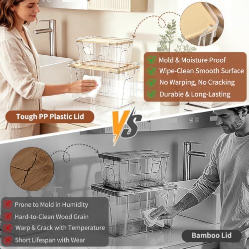 VOOWO Trash Bag Holder, 2 Pack Clear Trash Bag Dispenser with Plastic Lid - Image 4