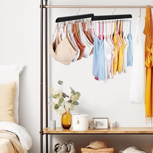 Resovo Tank Top Hanger with Premium Wood, 24 Large Capacity, Space Saving,360 Degree Rotating, Foldable Metal Hooks, Tank Tops - Image 5
