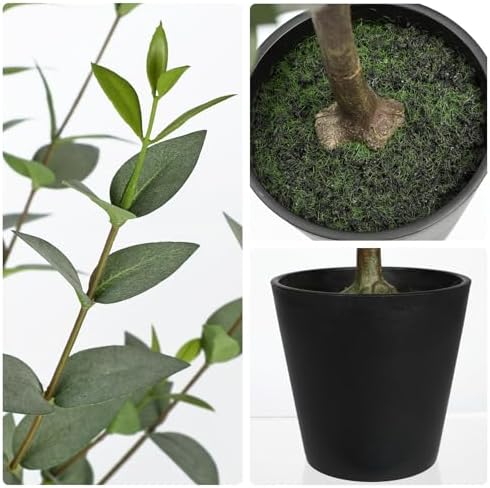 Briful Artificial Eucalyptus Plants Home Decor, Set of 2 Sage Green Eucalyptus Plants, Realistic Small Fake Plants for Farmhouse Indoor Outdoor Office Entryway Table Decor - Image 3