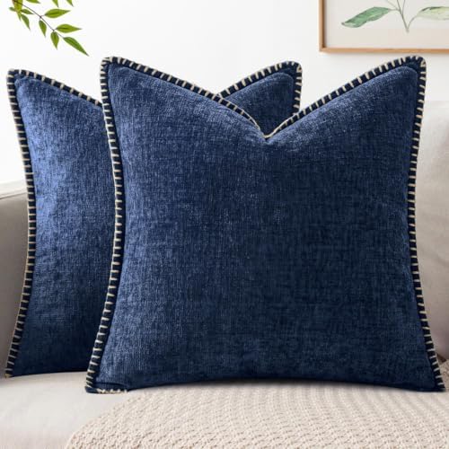 MIULEE Decorative Couch Throw Pillow Covers 18x18 Inch Navy 2 Pack by MIULEE
