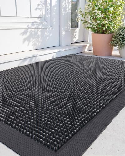 DEXI Door Mat Outside Entrance 24x36, Heavy Duty Rubber Doormats, Black by DEXI