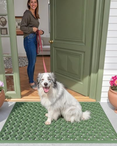 Color&Geometry Door Mat Outside Entrance with Drainage, 24"X36" Green - Image 5