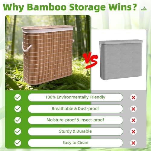 Livole Hand-Woven Bamboo Toilet Paper Storage with Lid & Handle, Brown - Image 4