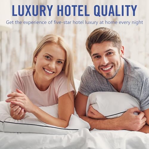 Vorouhals Hotel Collection Bed Pillows for Sleeping 4 Pack Standard Size Cooling Pillows Set of 4 for Back, Stomach or Side Sleepers, Super Soft Down Alternative Microfiber Filled Pillows - Image 5