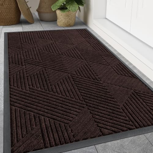Smiry Front Door Mat Outside Entrance, Low Profile Rubber Doormat, 33x21 by Smiry