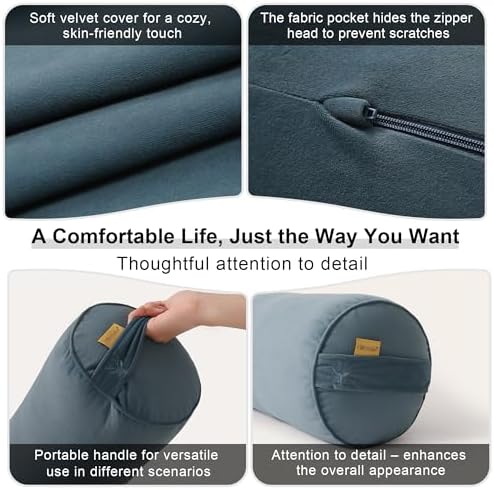 Body Pillow for Adults,Long Round Pillow,Big Cylindrical Pillow,Large Full Bolster Pillows for Side Sleepers (Slate Blue, 59"*7.87") - Image 5