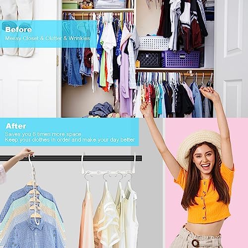 10 Pack Space Saving Hangers, Closet Organizer & Storage for Clothes, Ivory - Image 2