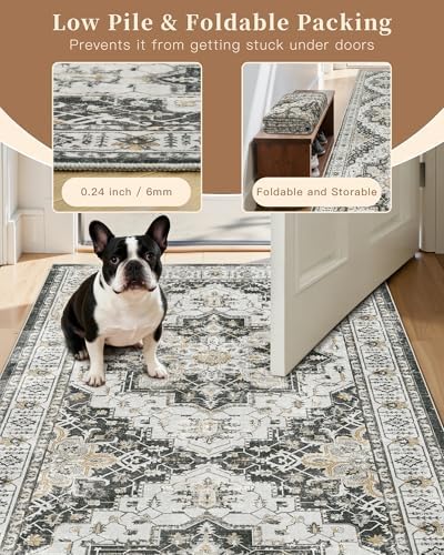 Madane Hallway Runner 3x8, Kitchen Rugs Washable Entry Rug, Black - Image 6