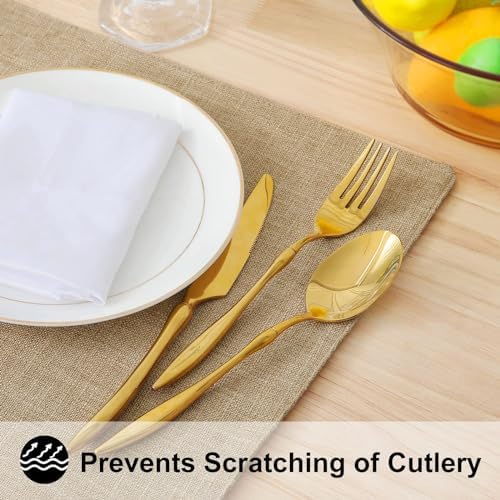 homing Faux Cotton Linen Placemats Set of 6, Cloth Dining Table Mats - Image 5