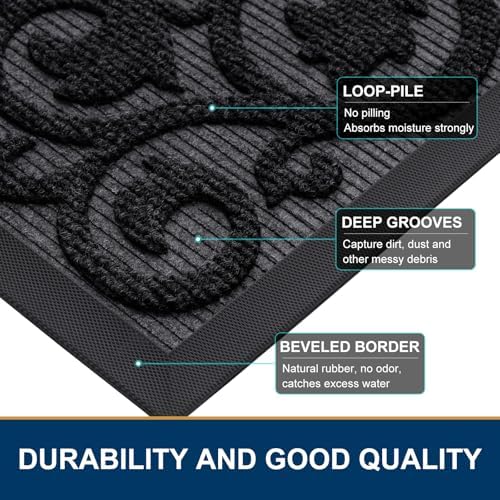 Smiry Front Door Mat Outside Entrance, Low Profile Rubber Doormat, 47x17 - Image 4