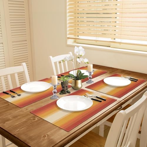 Emvency Farmhouse Placemats Set of 4, 12x18 Inch, Geometric Striped - Image 5