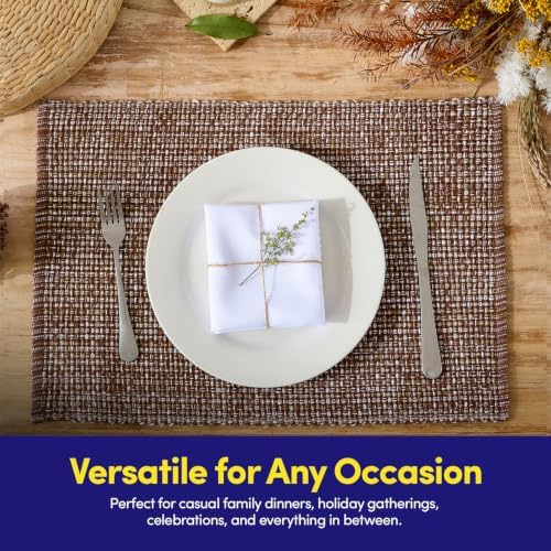 Sweet Home Collection 100% Cotton Placemats for Dining Room Rectangle Two Tone Woven Fabric 13" x 19" Soft Durable Table Mat Set, Set of 4, Chocolate - Image 5