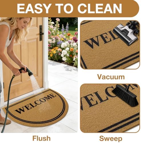 OLANLY Half Circle Door Mat 30x17, Low Profile Doormat (Welcome) - Image 6