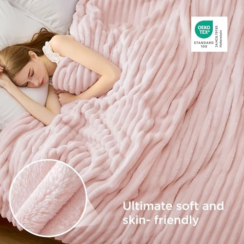 Bedsure Soft Cal Size Blanket for Bed Crystal Pink 102"x96" - Image 4