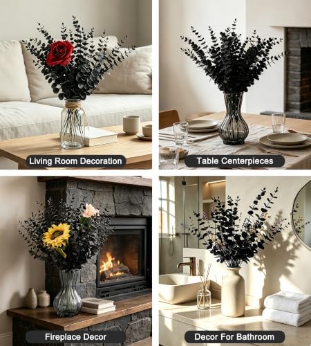 50 Pcs Black Artificial Eucalyptus Stems,Faux Eucalyptus Leaves Branches - Image 7