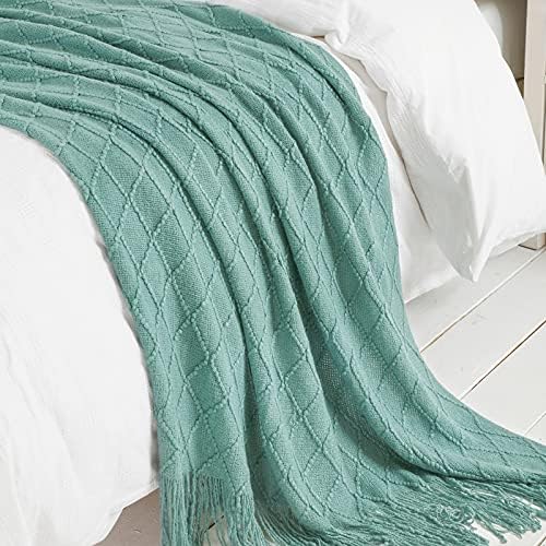 BOURINA Dark Cyan Throw Blanket 50x60 Inch Knitted Soft Throw Sofa Blanket - Image 6