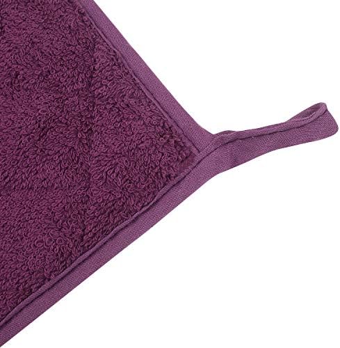 100% Cotton Kitchen Everyday Basic Terry Pot Holder Heat Resistant Coaster Potholder for Cooking and Baking Set of 5 Grape - Image 6