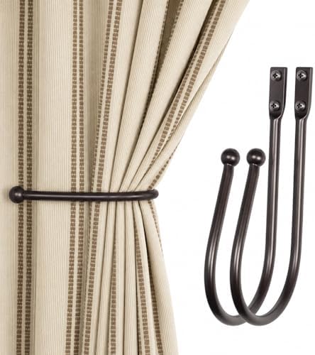 Deco Window Curtain Tiebacks - Set of 2 Holdbacks/Curtain Tieback Ball Brown Matt by Decowindow