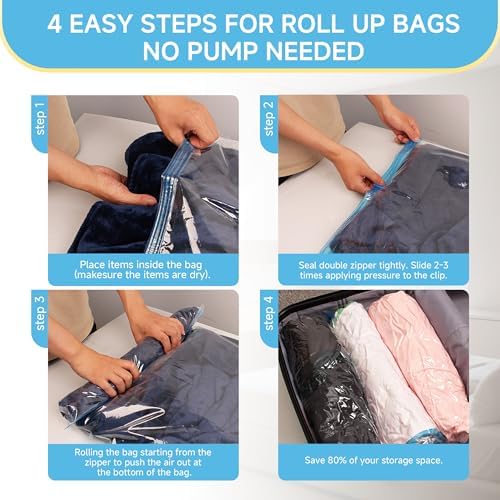 Compression Bags for Travel - Travel Essentials - 30 Pack Space Saver Bags - No Vacuum Needed - Compression Packing Bags for Cruise Accessories - Image 6