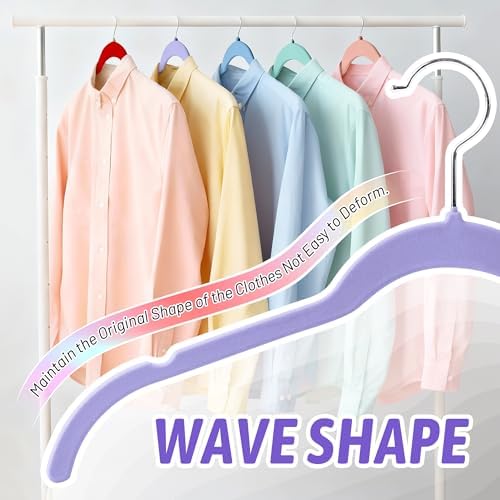 Sishynio Velvet Hangers 30 Pack, Non-Slip Slim Felt Hangers Colorful - Image 5