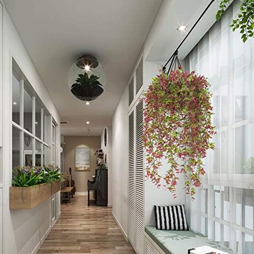 PASYOU Artificial Vine, Hanging Ivy Sweet Potato Leaves Plastic Plants Foliage Vines, UV Resistant Greenery Fake Flowers for Indoor Outdoor Garden Door Wall Wedding Party Table Decoration Red 2 Pack - Image 2
