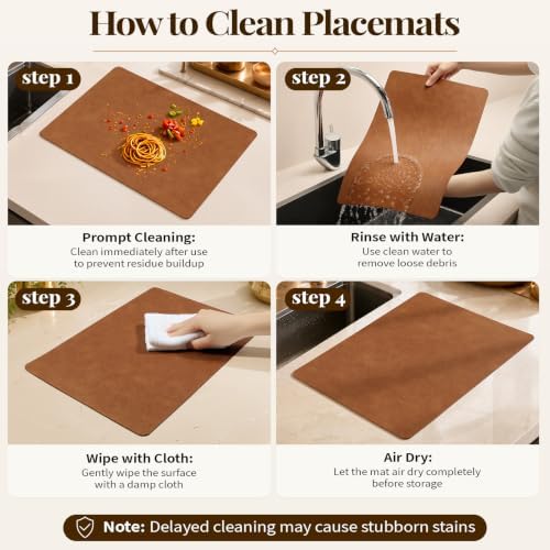 Homaxy Vinyl Heat Resistant Placemats Set of 6, Reddish Brown - Image 6