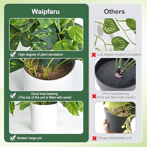 Fake Plants, Artificial Plants Indoor, 34" Fake Hanging Pothos Vines, 2PCS - Image 5