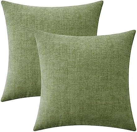 MIULEE Soft Chenille Euro Throw Pillow Covers Sage Green 24x24 Pack of 2 by MIULEE
