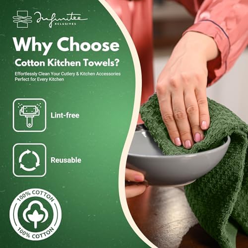 Infinitee Xclusives Kitchen Towels - 3 Pack - Cotton Dish Towel |15" x 25"| - Image 2