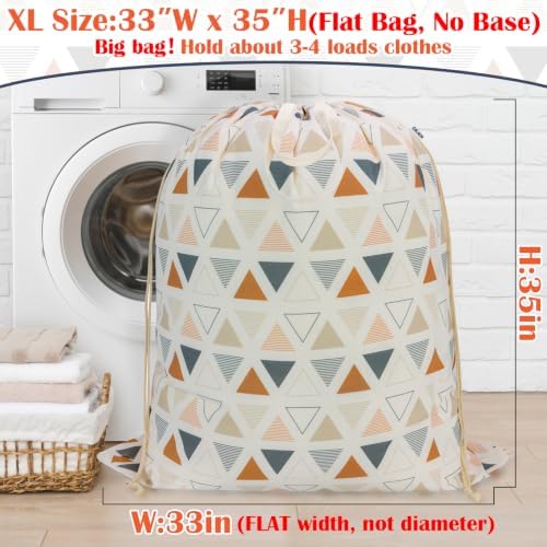 Canvas Laundry Bag 33"Wx 35"H, Heavy Duty Hamper Liner, XL Triangle Pattern - Image 2