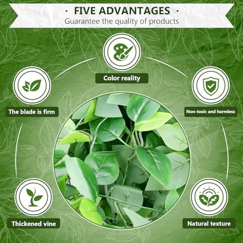 2-Pack Fake Hanging Plants, Faux Hanging Plant Artificial Greenery for Living Room Bedroom Boho Wall Shelf Indoor Outdoor Decor (Green Pothos Ivy Vines) - Image 5