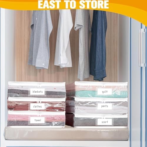 Plastic Storage Bags with Easy-Glide Zipper, Pack of 6, Durable Clear Vinyl Zippered Storage Bags for Clothes Sweaters Comforters Blankets Sheets Bedding (15 x 12 x 5 Inch, Transparent White) - Image 2