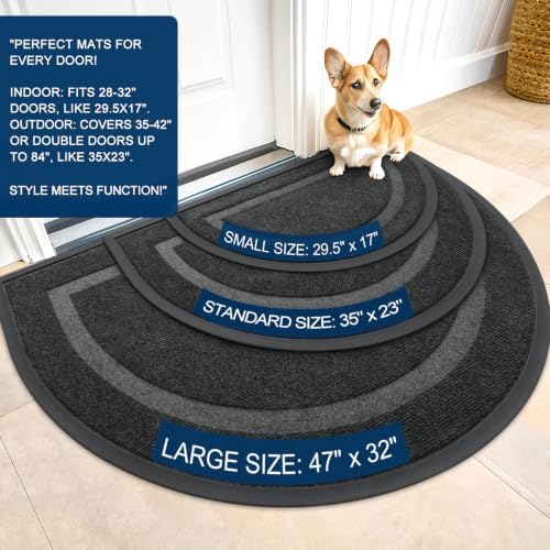 OLANLY Half Circle Front Door Mat Outside 29.5x17 All-Season Rubber Doormat - Image 3