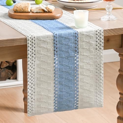 Artoid Mode Sky Blue Farmhouse Rustic Table Runner 12x48 Inch by ArtoidMode
