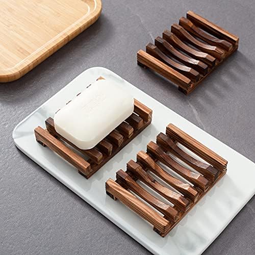 Wooden Soap Dish for Shower,Set of 3,Self Draining Bar Holder for Bathroom, Soap Saver Tray Soap Stand for Homemade Soap, Vowupt by Vowupt