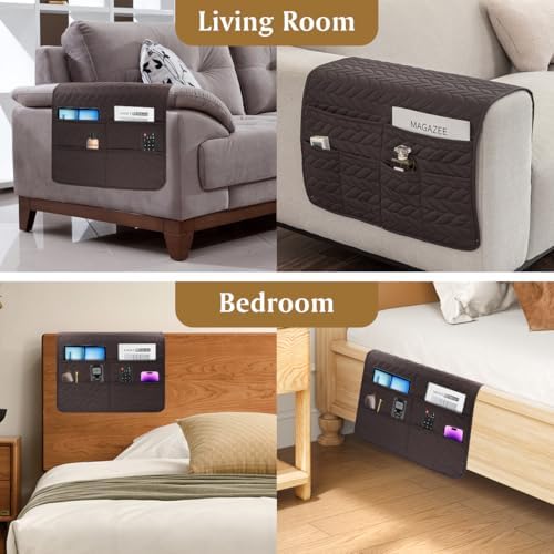 Sofa Armrest Organizer Arm Chair Caddy for Recliner, Chocolate - Image 7