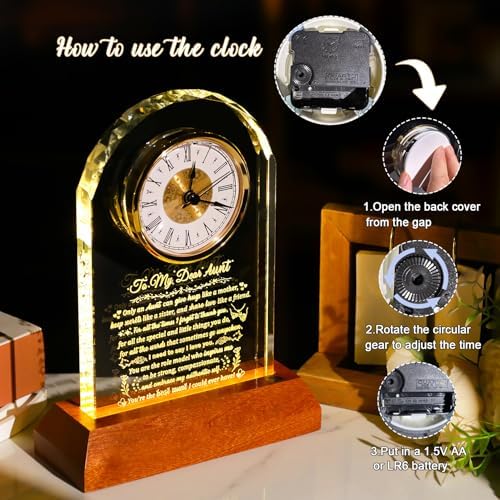 Arikyrist Aunt Gifts from Niece Nephew Glass Clock for Best Auntie - Image 6