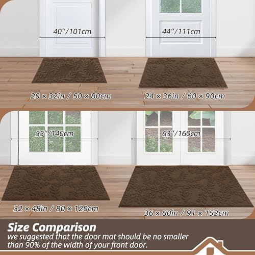 BEQHAUSE Door Mats 32" x 48", Dirt Trapper Doormats, Brown - Image 2