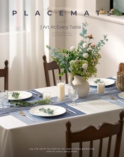 Leetaltree Gradient Blue Woven Placemats Set of 6 - Heat Resistant Non-Slip Place mats for Dining Table, Washable Durable PVC Vinyl Woven Table Mats(Gradient Blue, 6) - Image 2