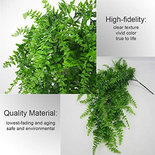 GBESTWOOW Fake Fern Artificial Hanging Ferns Outdoor Faux Hanging Greenery Plant Indoor UV Resistant Plastic Plants for Wall, Wedding Party, Holiday Decor-2Pcs - Image 4