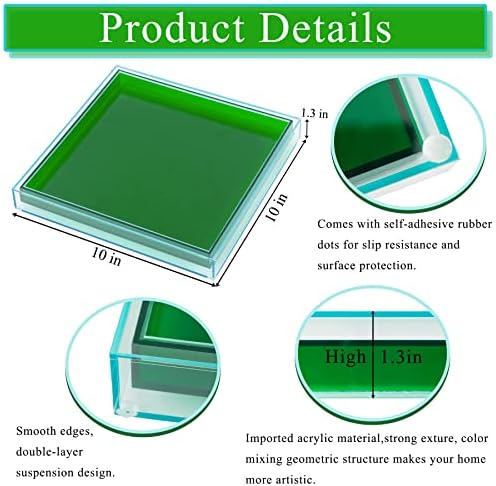 Creative Acrylic Decorative Tray, 10"x10" Modern Decorative Trays Jewelry Perfume Makeup Organizer Clear Square Bathroom Sink Vanity Tray for Bathroom, Vanity, Serving, Coffee Table, Living Room - Image 2