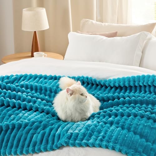 Bedsure Soft Full Size Fleece Blankets for Bed Teal 84"x90" - Image 5