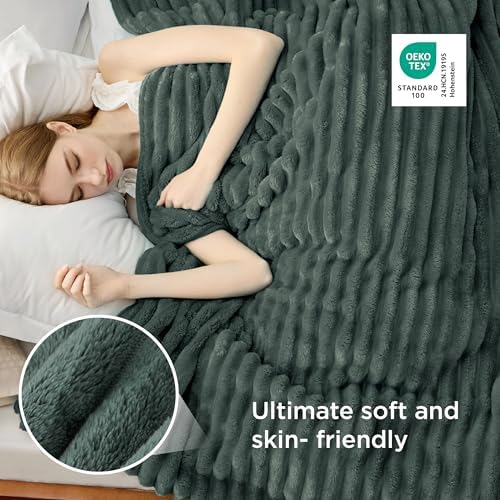 Bedsure Soft Queen Size Blanket for Bed Mallard Green 90"x90" - Image 4